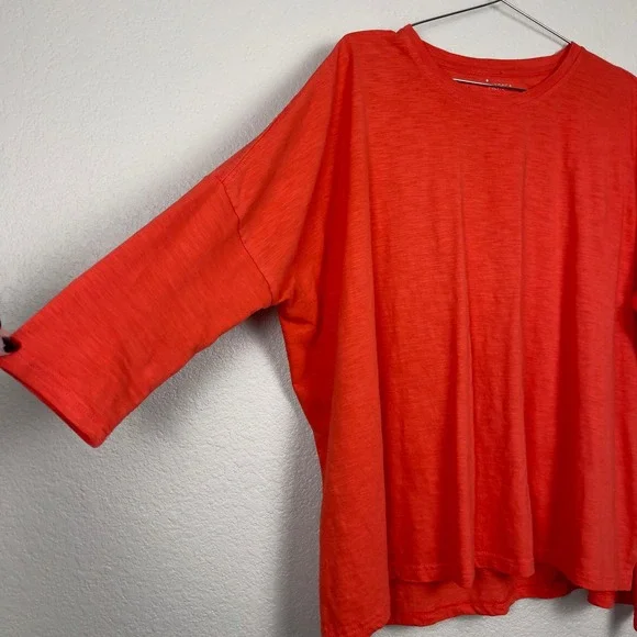 MERSEA Catalina Slub Tee Orange Red Oversized French Tuck Side Slit One Size - Picture 8 of 13